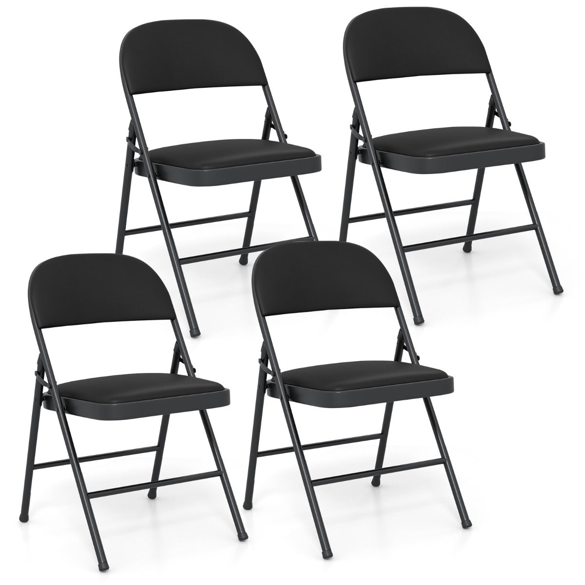 4 Pack Folding Chairs with Metal Frame for Indoor Outdoor-Black