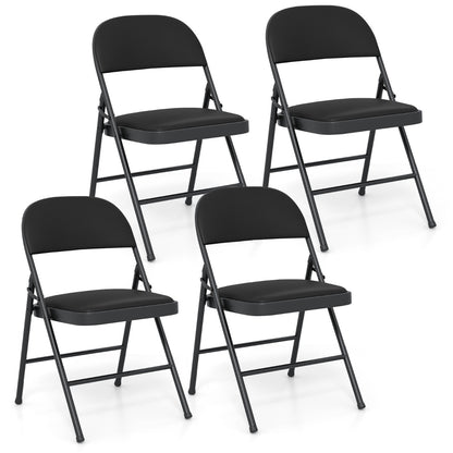 4 Pack Folding Chairs with Metal Frame for Indoor Outdoor-Black