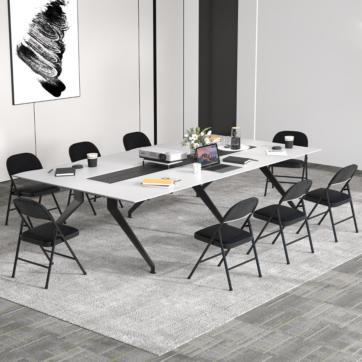 4 Pack Folding Chairs with Metal Frame for Indoor Outdoor-Black