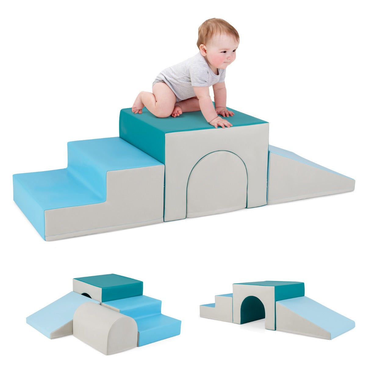 4 Pieces Foam Climb and Crawl Activity Play Set for Toddlers-Blue