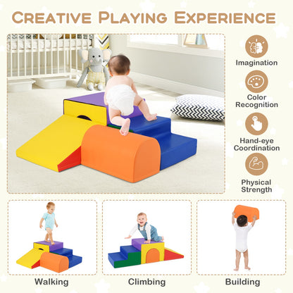 4-Piece Climb and Crawl Foam Block Play Set for Infant Baby-Multicolour