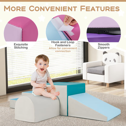 4-Piece Climb and Crawl Foam Block Play Set for Infant Baby-Rose