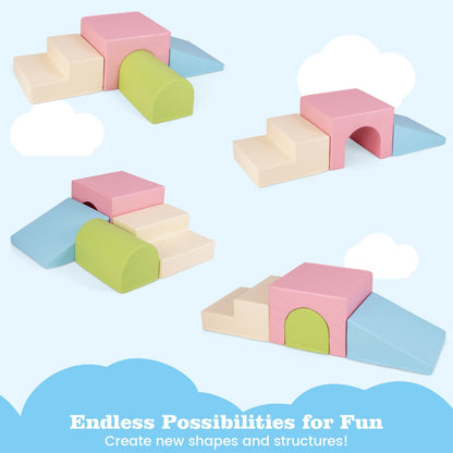 4-Piece Climb and Crawl Foam Block Play Set for Infant Baby-Pink
