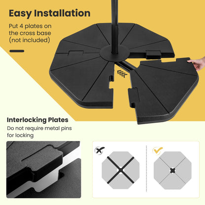 Costway 4-Piece Heavy-Duty Fillable Umbrella Base Stand for Garden Yard Poolside