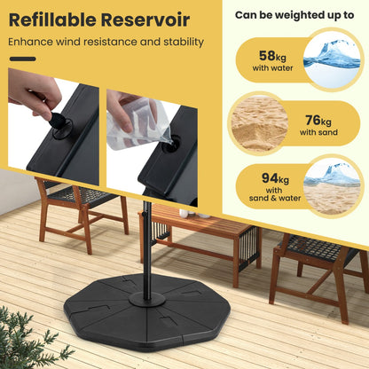 Costway 4-Piece Heavy-Duty Fillable Umbrella Base Stand for Garden Yard Poolside