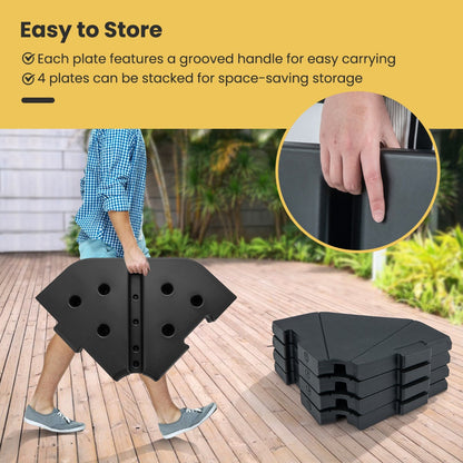 Costway 4-Piece Heavy-Duty Fillable Umbrella Base Stand for Garden Yard Poolside