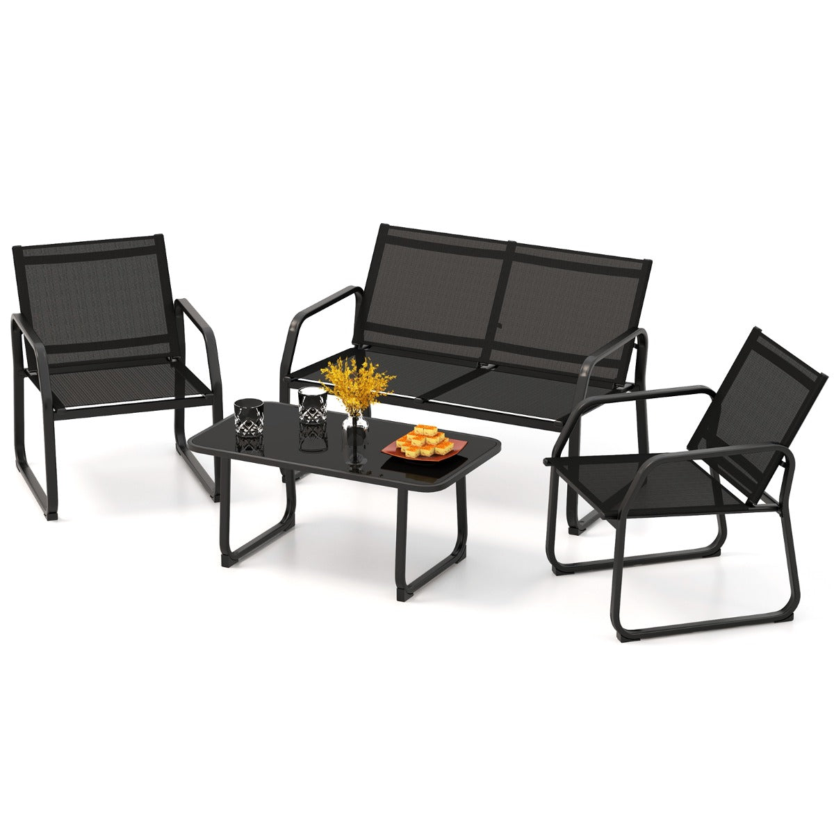 Heavy-duty metal frames provide reliable strength and strong weight capacity for outdoor seating