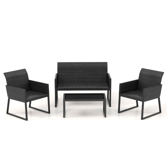 Costway 4 Pieces Wicker Patio Furniture Set with Quick-Drying Foam