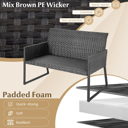 Costway 4 Pieces Wicker Patio Furniture Set with Quick-Drying Foam
