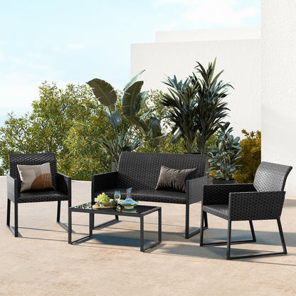 Costway 4 Pieces Wicker Patio Furniture Set with Quick-Drying Foam
