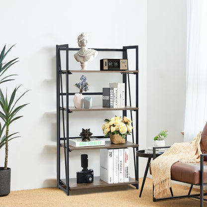 Costway 4-Tier No-Assembly Wood Folding Bookshelf
