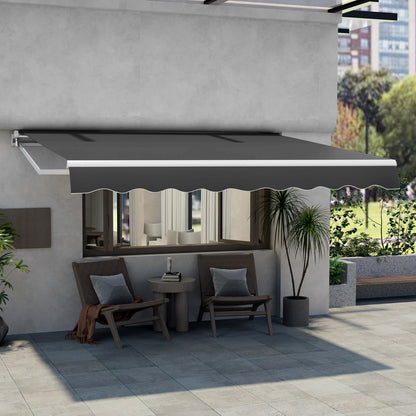 4 x 2.5 m Patio Sunshade Shelter with Manual Hand Crank and Heavy-Duty Aluminum Frame-Grey