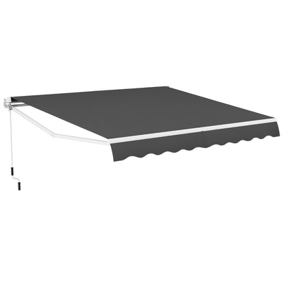 4 x 2.5 m Patio Sunshade Shelter with Manual Hand Crank and Heavy-Duty Aluminum Frame-Grey
