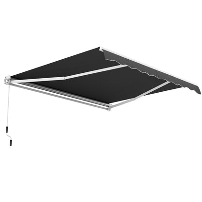 4 x 2.5 m Patio Sunshade Shelter with Manual Hand Crank and Heavy-Duty Aluminum Frame-Grey