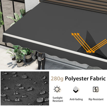 4 x 2.5 m Patio Sunshade Shelter with Manual Hand Crank and Heavy-Duty Aluminum Frame-Grey