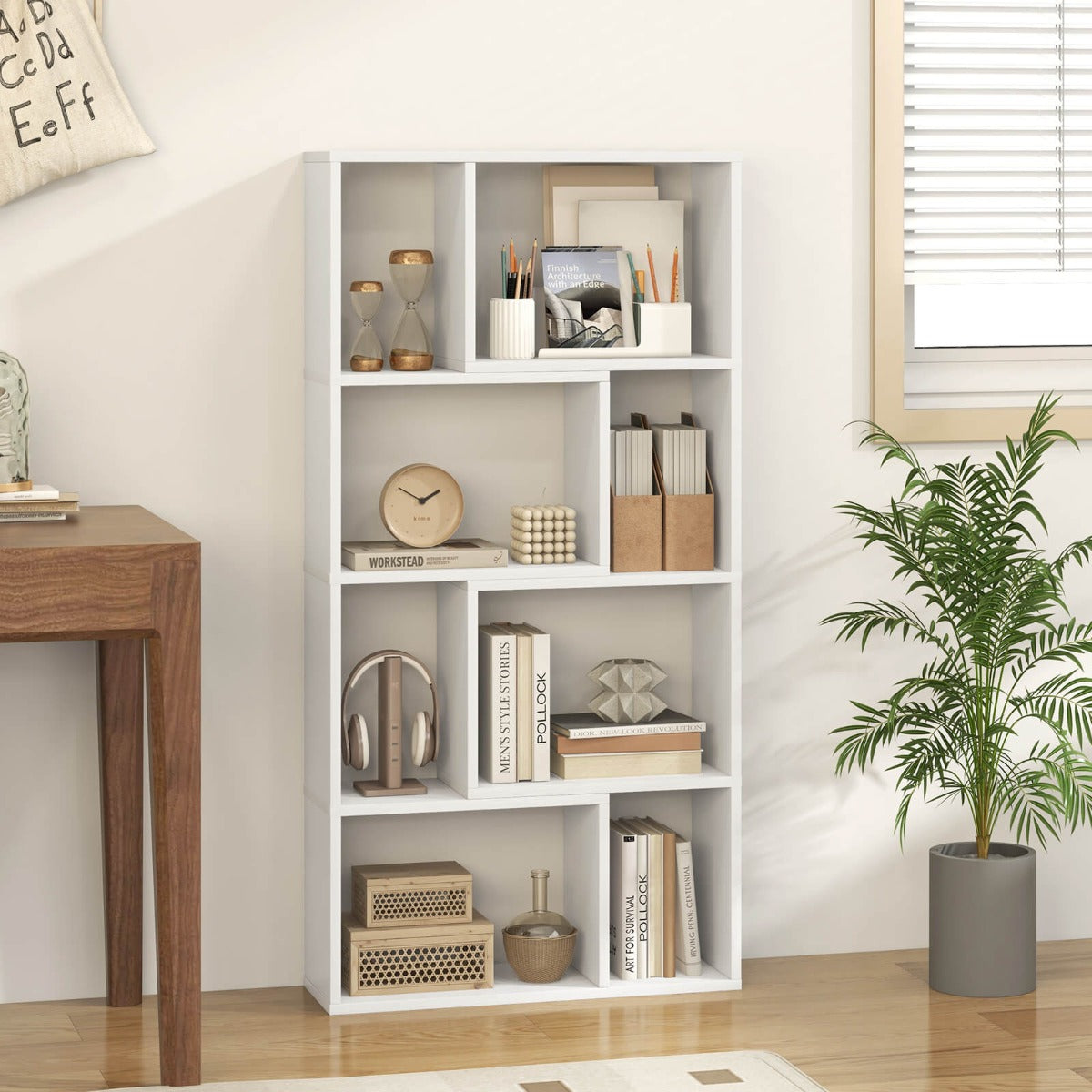 Two anti-toppling kits secure the bookcase against the wall for improved family safety