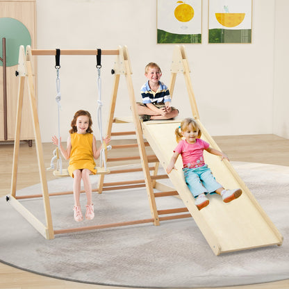 5-in-1 Indoor Jungle Gym with Fun Slide and Adjustable Swing