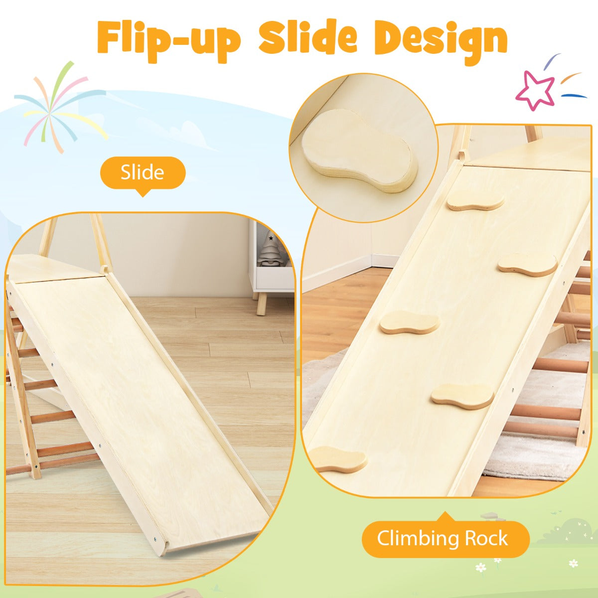 5-in-1 Indoor Jungle Gym with Fun Slide and Adjustable Swing