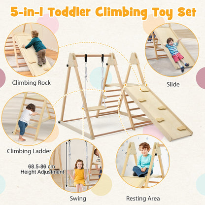 5-in-1 Indoor Jungle Gym with Fun Slide and Adjustable Swing