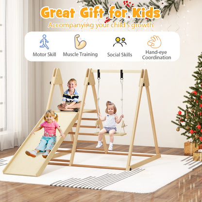 5-in-1 Indoor Jungle Gym with Fun Slide and Adjustable Swing