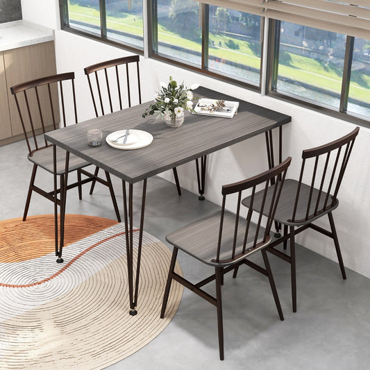 Costway 5-Piece Dining Table Set for 4 with Kitchen Table and 4 Chairs-Grey