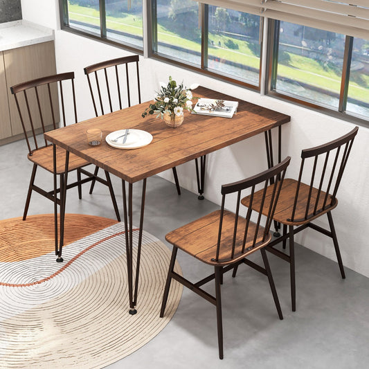Costway 5-Piece Dining Table Set for 4 with Kitchen Table and 4 Chairs-Natural
