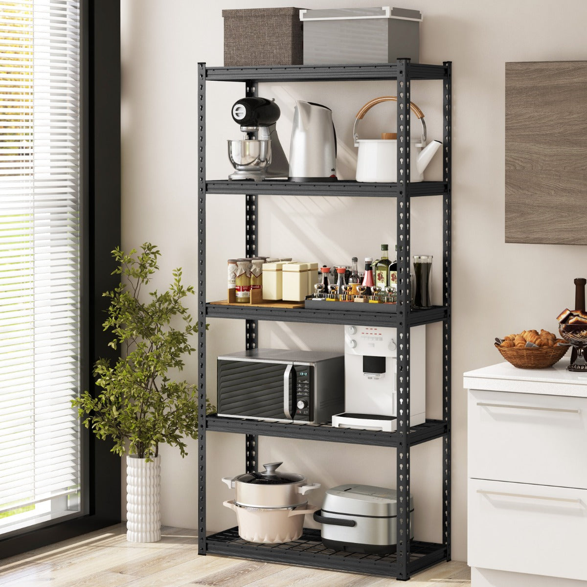 Costway 5-Tier Metal Height Adjustable Shelving Unit with Anti-slip Foot Pads-40CM Wide