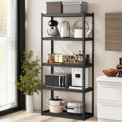 Costway 5-Tier Metal Height Adjustable Shelving Unit with Anti-slip Foot Pads-40CM Wide