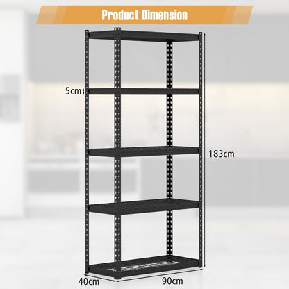 Costway 5-Tier Metal Height Adjustable Shelving Unit with Anti-slip Foot Pads-40CM Wide