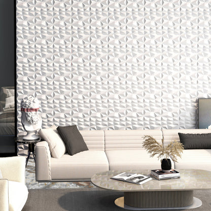 50-Pack 3D Wall Panels with Diamond Accent for Creative Cutting and DIY-White
