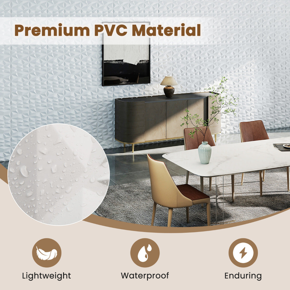 50-Pack 3D Wall Panels with Diamond Accent for Creative Cutting and DIY-White