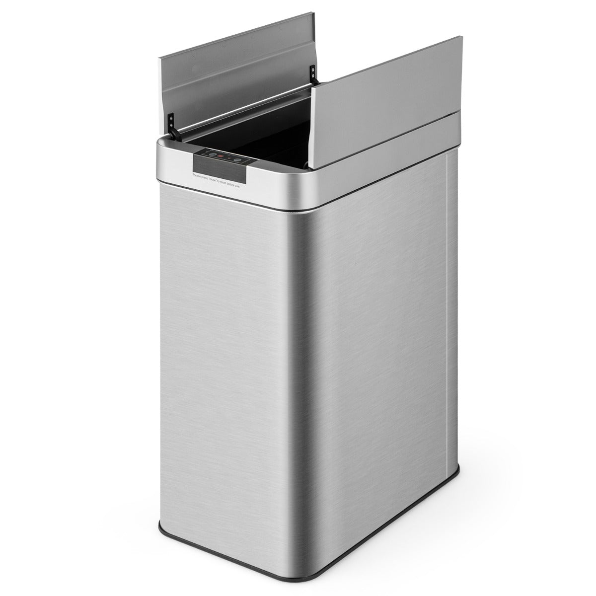50L Slim Kitchen Trash Can with Automatic Sensor and Stainless Steel Frame-Silver