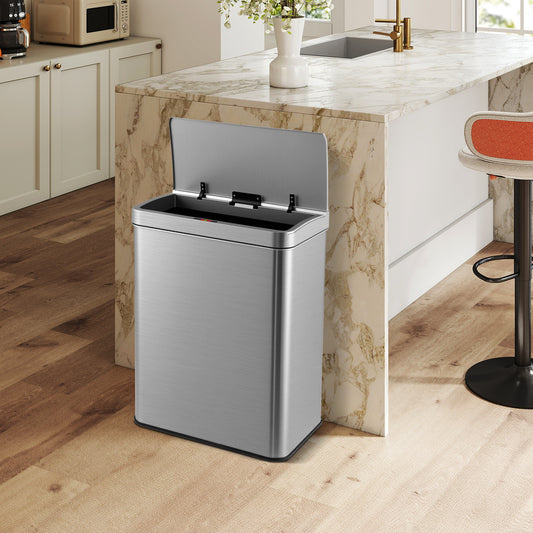 53L/60L  Automatic Trash Can with Lid Motion Sensor Garbage Can-Silver-53 L