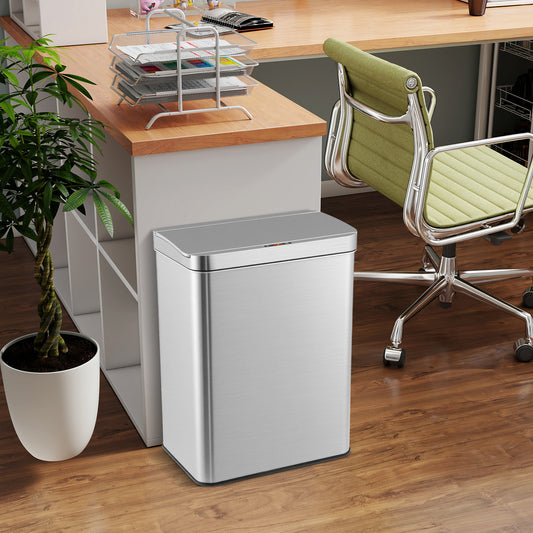 53L/60L  Automatic Trash Can with Lid Motion Sensor Garbage Can-Silver-53 L