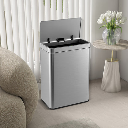 53L/60L  Automatic Trash Can with Lid Motion Sensor Garbage Can-Silver-53 L