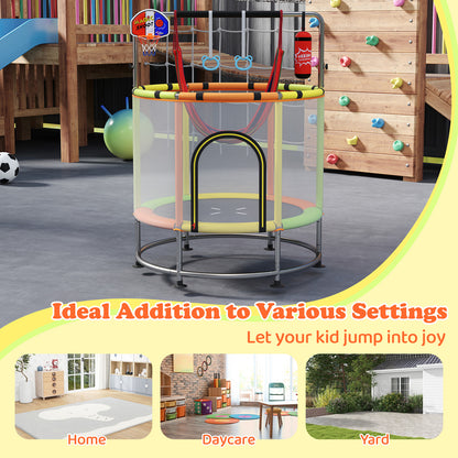 55 Inch Kids Trampoline with Hammock and Adjustable Gym Bar-Orange