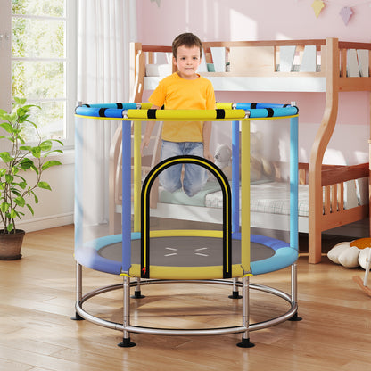 55 Inch Kids Trampoline with Hammock and Adjustable Gym Bar-Blue