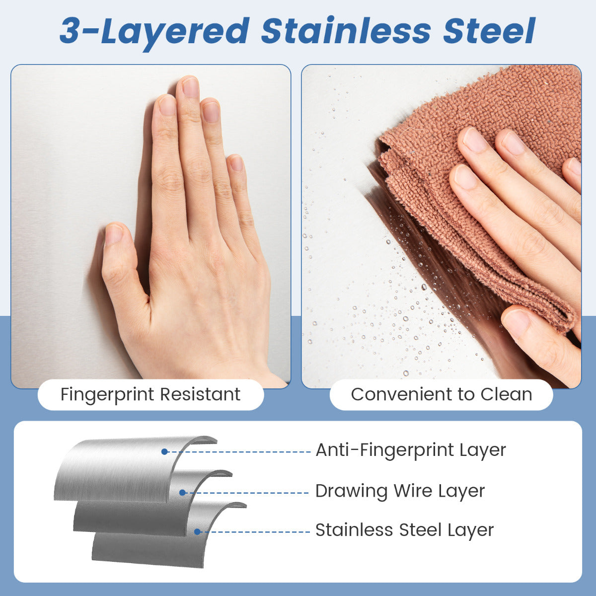 56L Stainless Steel Trash Can Touchless Recycling Garbage Bin-Silver