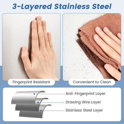 56L Stainless Steel Trash Can Touchless Recycling Garbage Bin-Silver