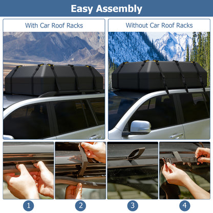595 L Car Roof Bag with Door Hooks and Non-slip Mat-Black