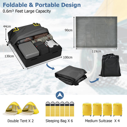 595 L Car Roof Bag with Door Hooks and Non-slip Mat-Black