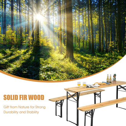 3 Pieces Outdoor Folding Picnic Table Bench Set