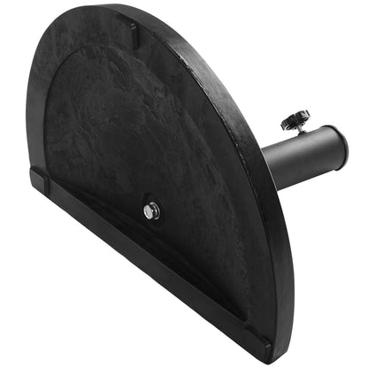 Half-round patio umbrella stand offers stylish, weather-resistant support and can be paired with sandbags for stability.