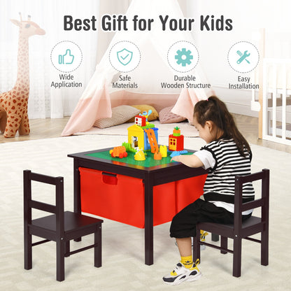 Kids Activity Table with 2 Non-woven Fabric Drawers-Espresso