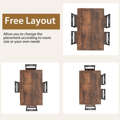 5 Piece Dining Table Set with Wood Like Tabletop and Metal Frame-Coffee