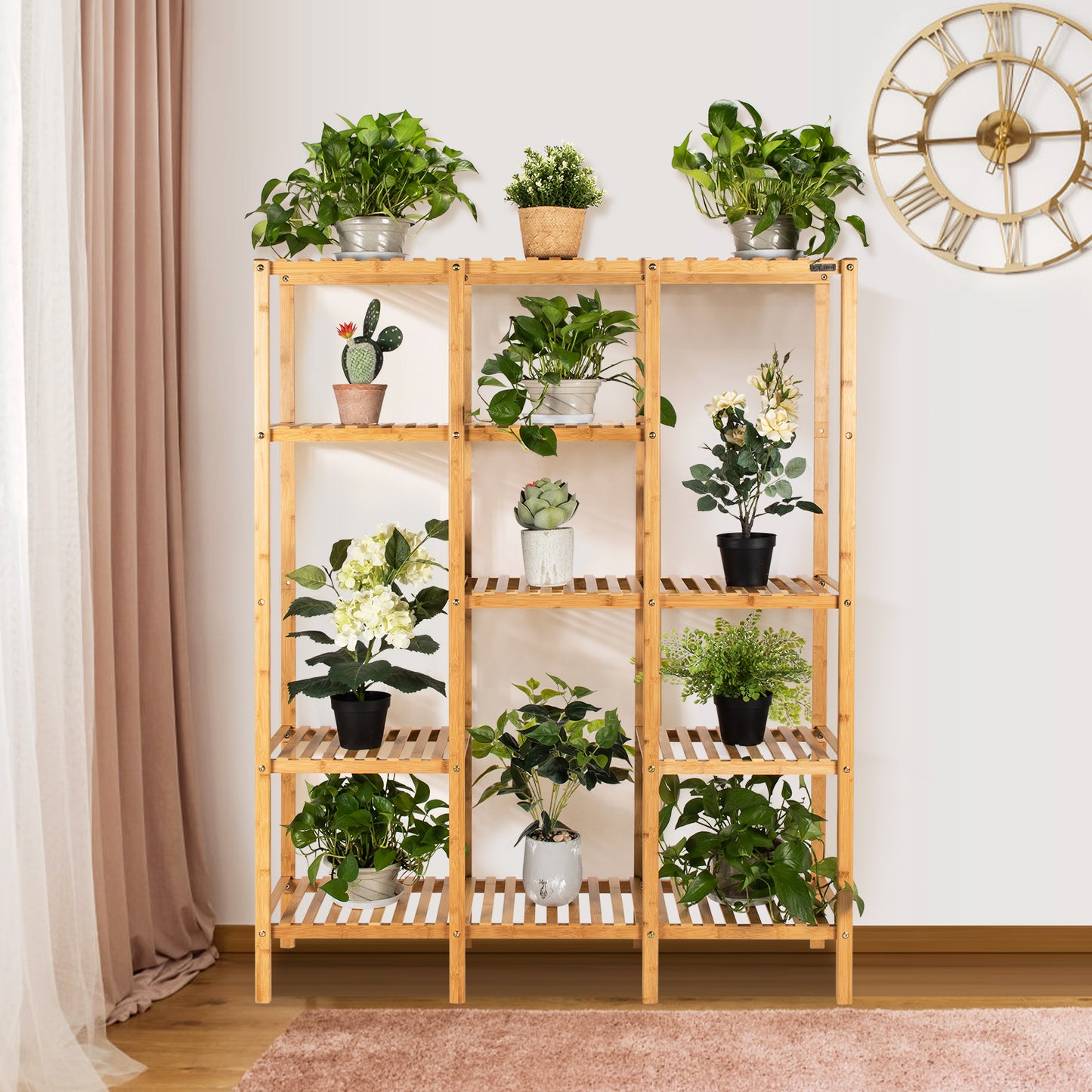 Bamboo Plant Stand 5 Tier 12 Potted Plant Shelf