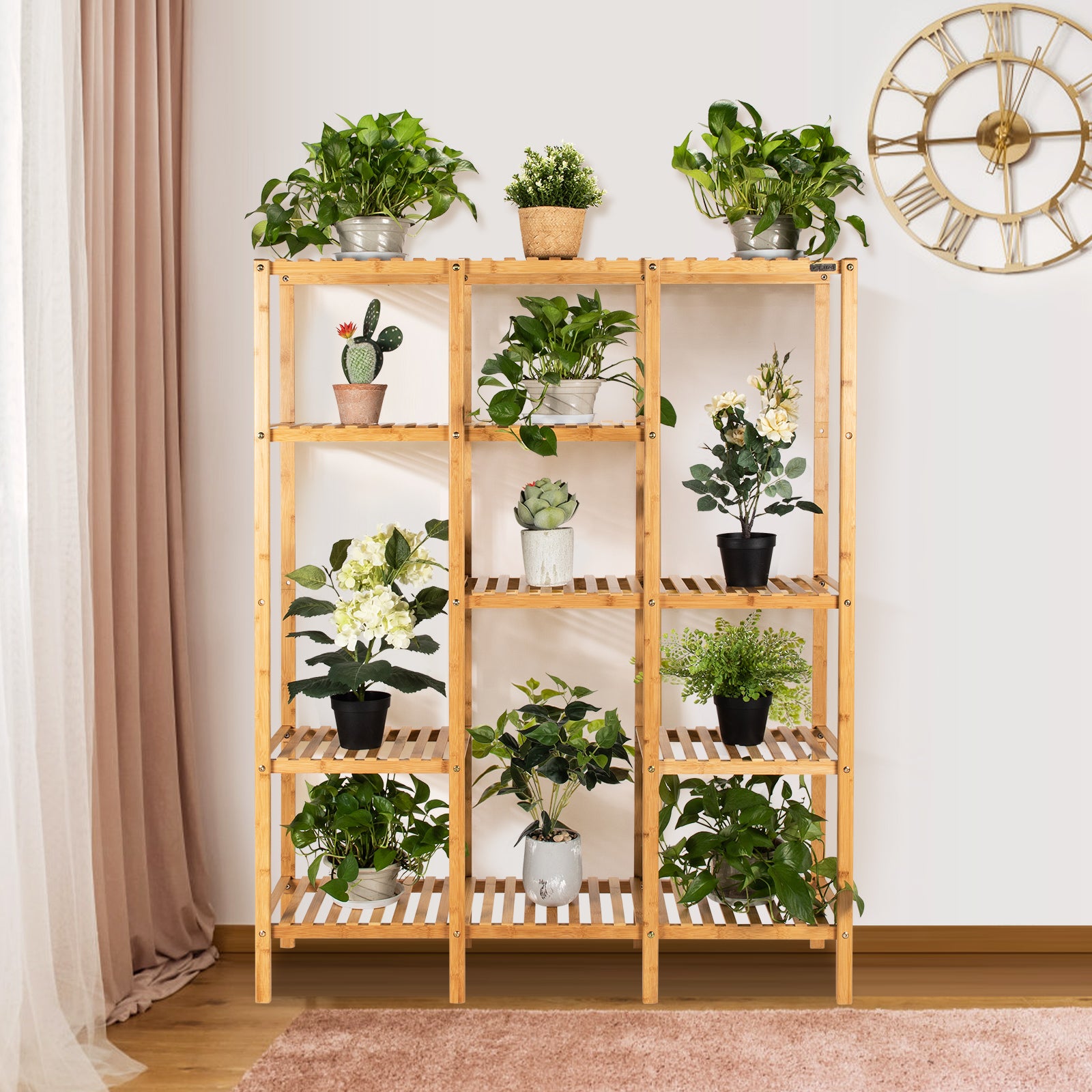 Bamboo Plant Stand 5 Tier 12 Potted Plant Shelf