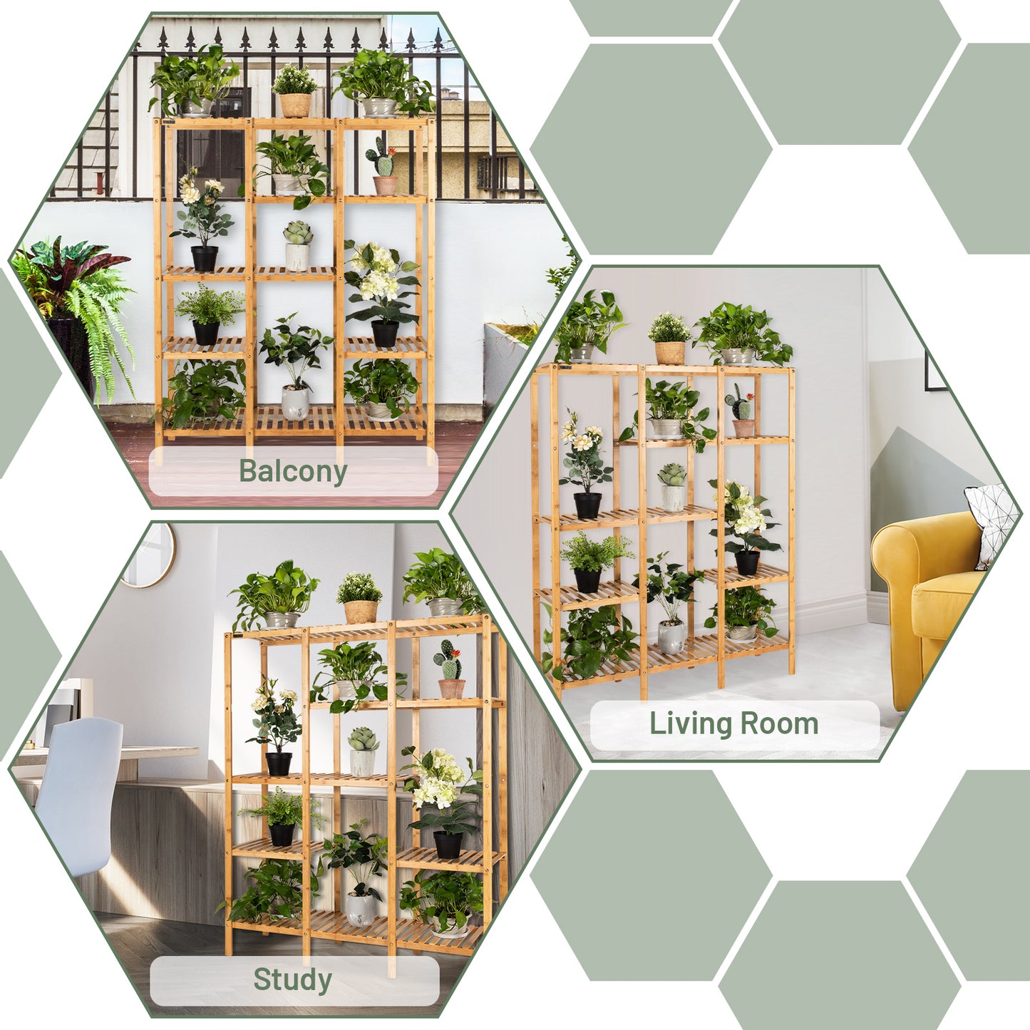 Bamboo Plant Stand 5 Tier 12 Potted Plant Shelf