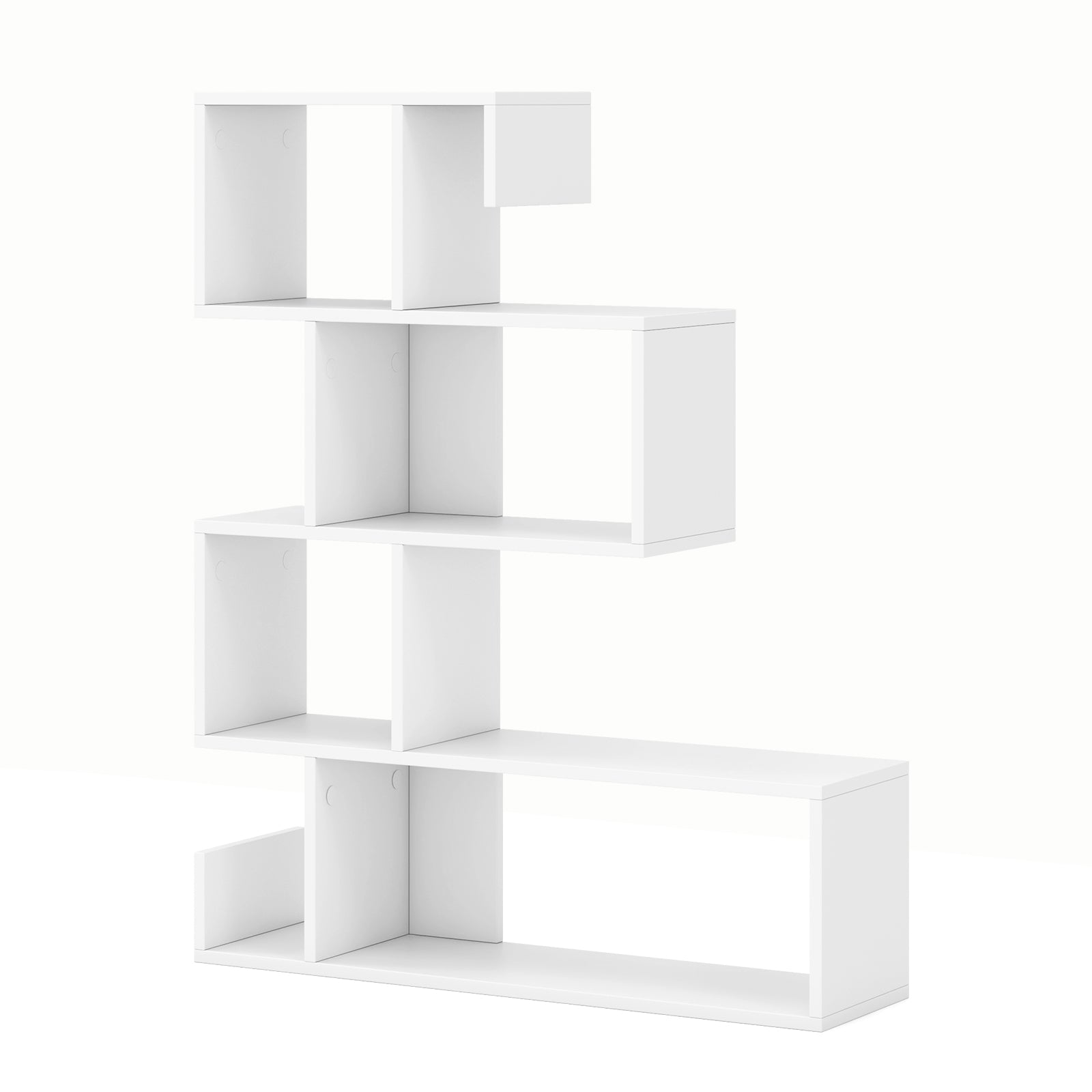 5-Tier S-Shaped Bookshelf Z-Shelf Freestanding Storage Rack-White