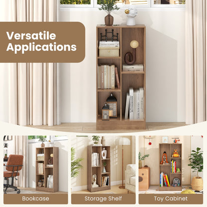 5-Cube Freestanding Storage Bookshelf with 2 Anti-Tipping Kits-Natural